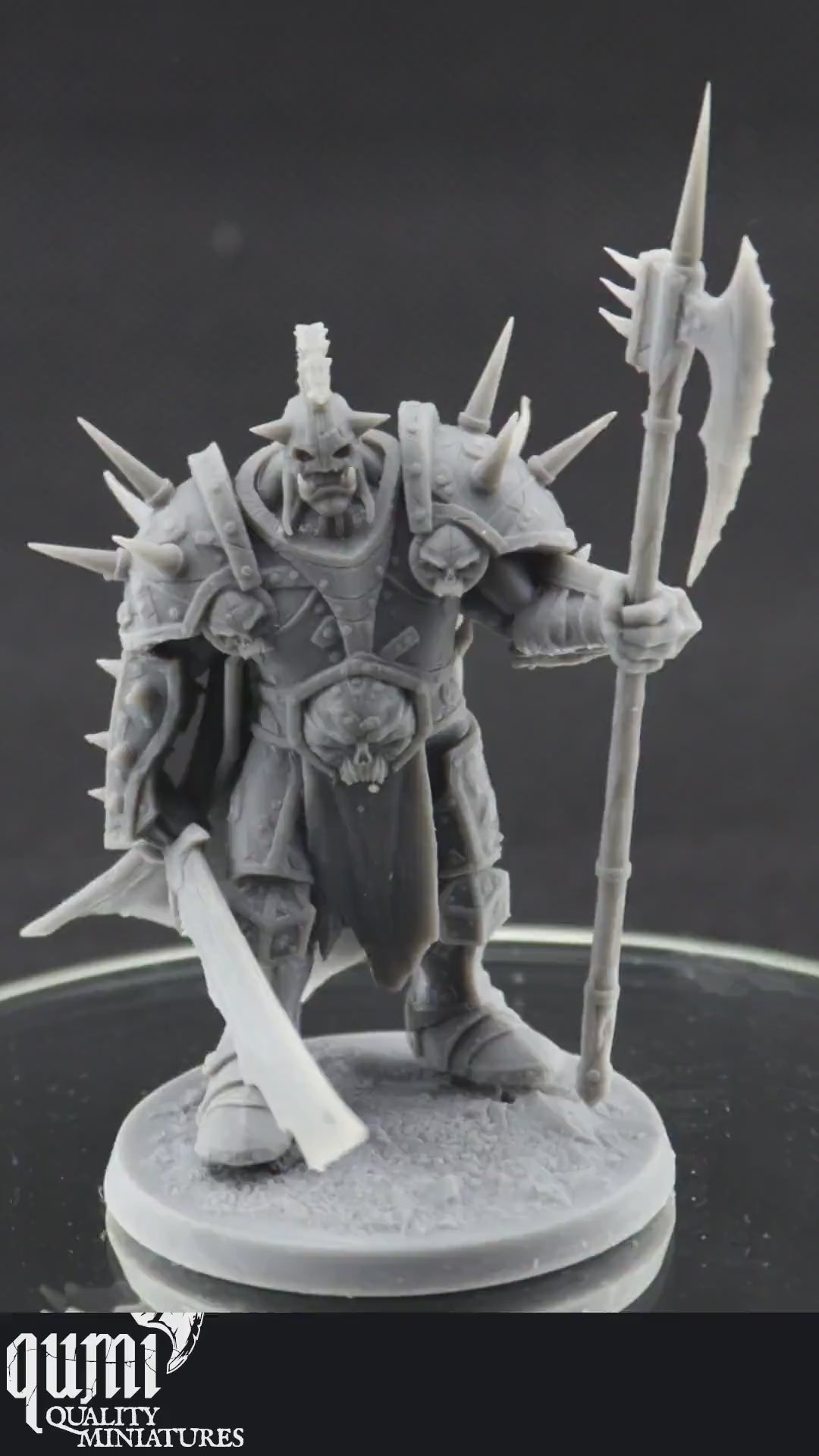 Orc Chief Miniature on turntable with black background