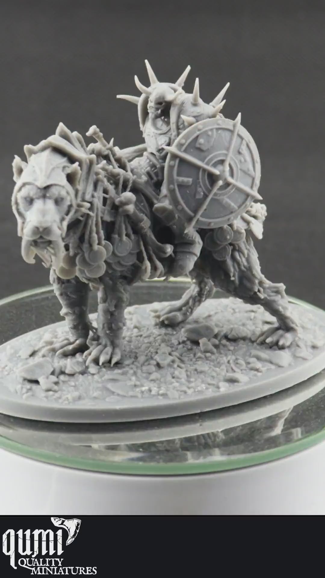 mounted Orc Miniature on turntable with black background