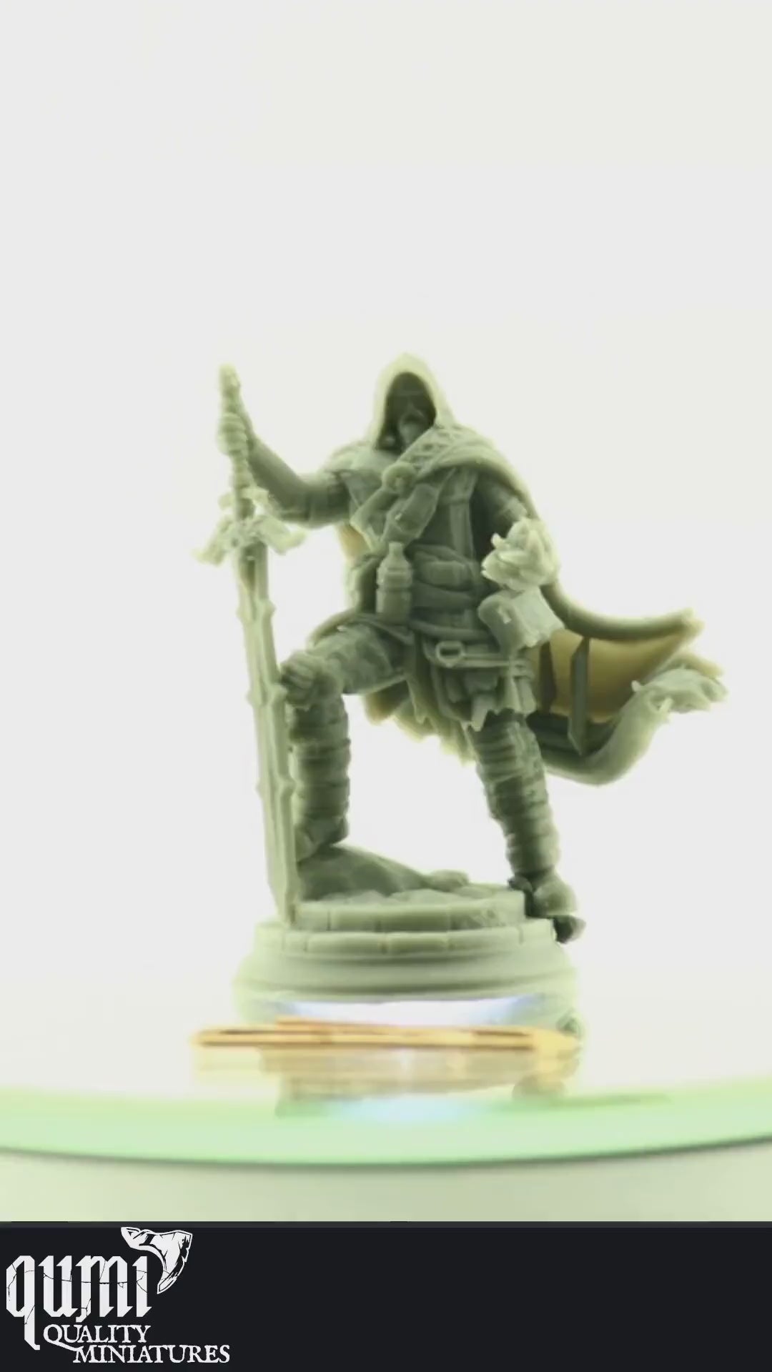 Knight Miniature on turntable with white background