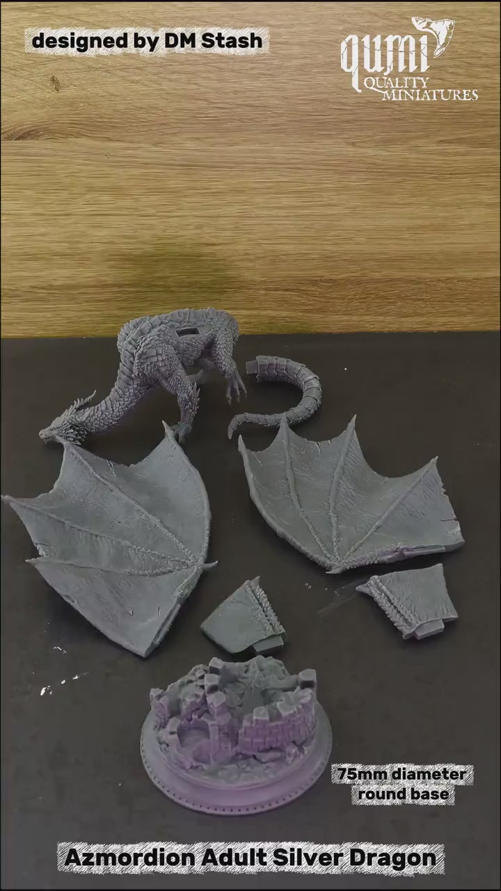 Dragon Azmordion Adult Silver Dragon Tabletop Miniature | Qumi — Azmordion Adult Silver Dragon assembly video