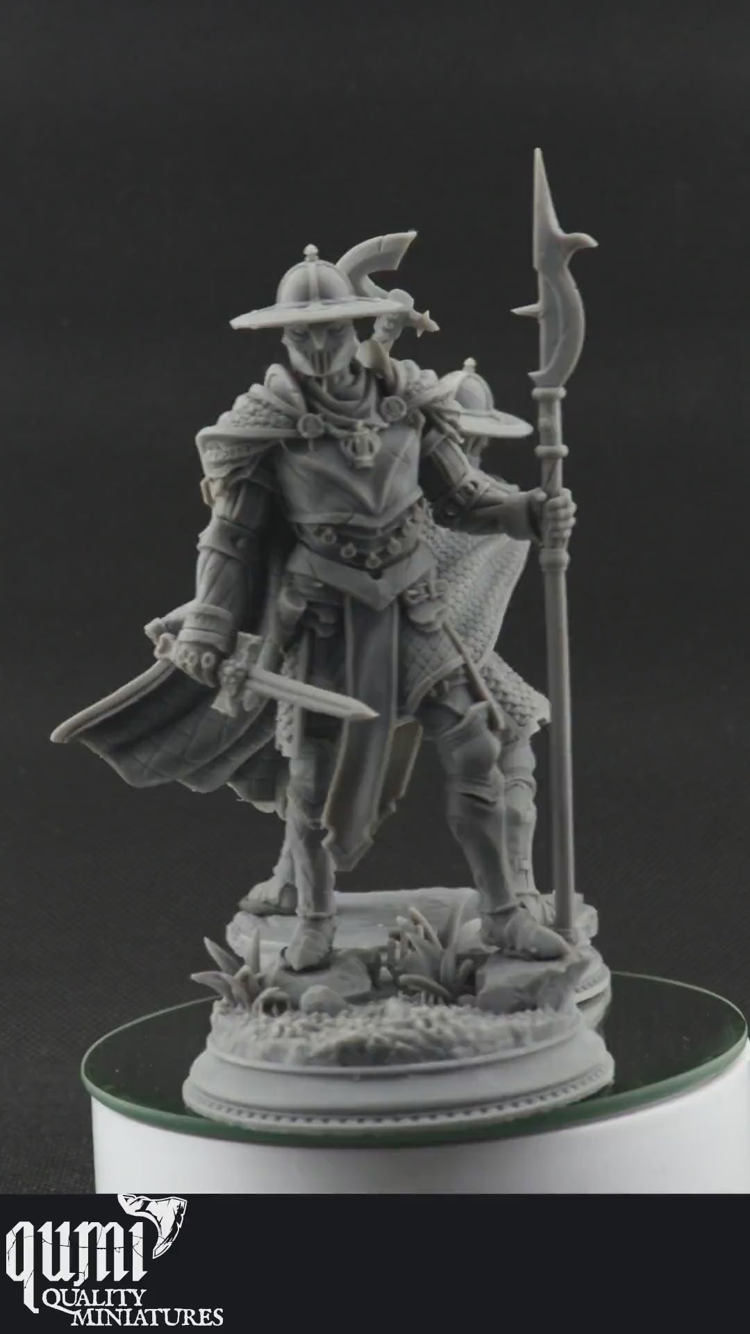 Human Knight Miniature on turntable with black background
