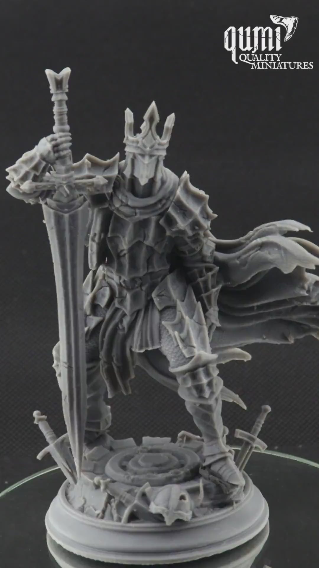 Knight Miniature on turntable with black background