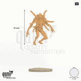 Mutant Psyche Aberrants Tabletop Miniatures V2 - colour-coded parts render, 45 mm tall, 1 body part, 31 mm round base