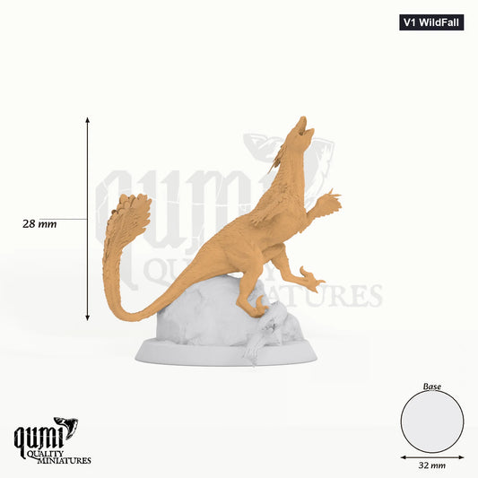 Pyroraptor Tabletop-Miniatur (V1 WildFall) - 28 mm hoch, 32 mm Base - Rescale Miniatures 3D-Druck von Qumi