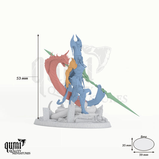 Exotic Fighter Sanake tabletop miniature - 53 mm tall, 59x35 mm base, 4+2 part assembly - Rescale Miniatures 3D print by Qumi
