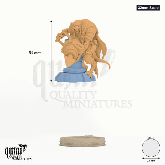 Rat 32mm Scale - colour-coded parts render, 34 mm tall, 2 body parts, 25 mm round base