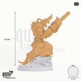 Humanoid Fighter Rat Folk Elite Gun Tabletop-Miniatur (Cry) - 47 mm hoch, 31 mm Base - Rescale Miniatures 3D-Druck von Qumi