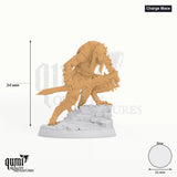 Humanoid Rat Folk Soldiers Tabletop-Miniatur (Charge Mace) - 34 mm hoch, 31 mm Base - Rescale Miniatures 3D-Druck von Qumi