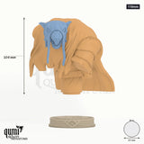 Rat Miniature Bust 110mm - colour-coded parts render, 104 mm tall, 2 body parts, 65 mm round base
