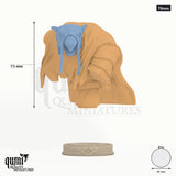 Rat Miniature Bust 75mm - colour-coded parts render, 73 mm tall, 2 body parts, 46 mm round base