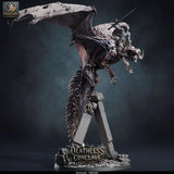 Red Dracolich – Undead Red Dragon: dracolich tabletop miniature, designer preview from Rescale Miniatures's 'Oktober 2026' release, 3D-printed in resin by Qumi (view 2)