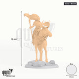 Aurora Elk Knight tabletop miniature (Stand / mounted) - 78 mm tall, 49 mm base - Rescale Miniatures 3D print by Qumi