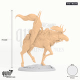 Aurora Elk Knight tabletop miniature (Trot / mounted) - 76 mm tall, 49 mm base - Rescale Miniatures 3D print by Qumi