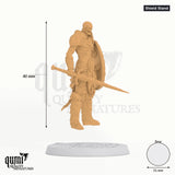Revenant Warriors tabletop miniature (Shield Stand) - 40 mm tall, 31 mm base - Rescale Miniatures 3D print by Qumi