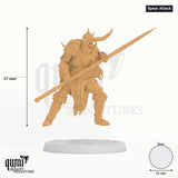 Revenant Warriors tabletop miniature (Spear Attack) - 37 mm tall, 31 mm base - Rescale Miniatures 3D print by Qumi