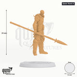 Revenant Warriors tabletop miniature (Spear Stand A) - 39 mm tall, 31 mm base - Rescale Miniatures 3D print by Qumi