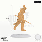 Revenant Warriors tabletop miniature (Sword Walk A) - 39 mm tall, 31 mm base - Rescale Miniatures 3D print by Qumi