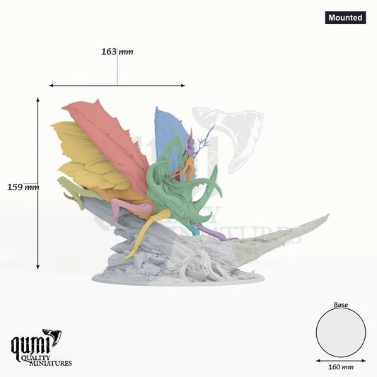 Royal Fae tabletop miniature (Mounted) - 159 mm tall, 163 mm wingspan, 160 mm base - Rescale Miniatures 3D print by Qumi