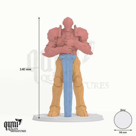 Sanctified Stoneguard tabletop miniature - 140 mm tall, 98 mm base, 3+1 part assembly - Rescale Miniatures 3D print by Qumi