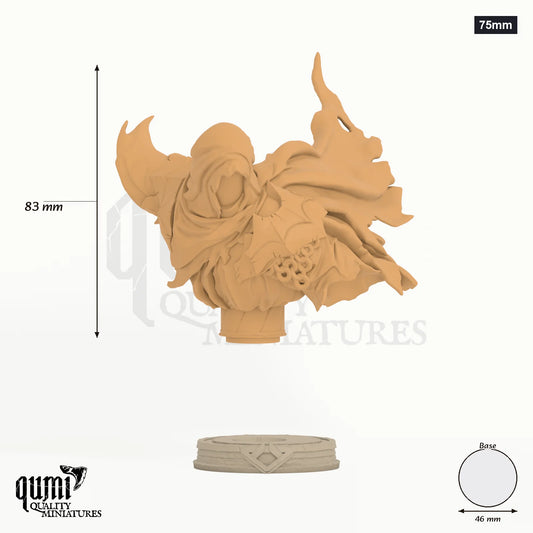 Savarkar Miniature Bust 75mm - colour-coded parts render, 83 mm tall, 1 body part, 46 mm round base