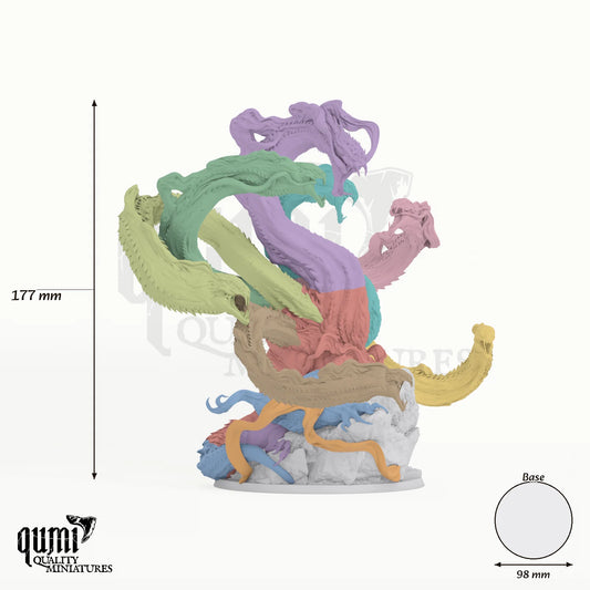Shadow Hydra tabletop miniature - 177 mm tall, 98 mm base, 14+1 part assembly - Rescale Miniatures 3D print by Qumi