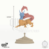 Dragon Shinkoryu Tabletop Miniature dragon miniature - assembly overview with colour-coded parts and measurements