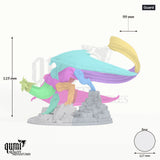 Dragon Silver Dragon Tabletop Miniature dragon miniature - assembly overview with colour-coded parts and measurements