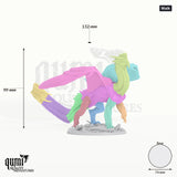 Dragon Silver Dragon Tabletop Miniature dragon miniature - assembly overview with colour-coded parts and measurements