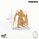 Humanoid Fighter Skorath Tabletop-Miniatur (Sword & Shield Stand) - 31 mm hoch - Rescale Miniatures 3D-Druck von Qumi
