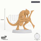 Rogue Lizardman Sneaky Murkborn Dragon tabletop miniature (Boomerang Ready) - assembly render with measurements - Rescale Min