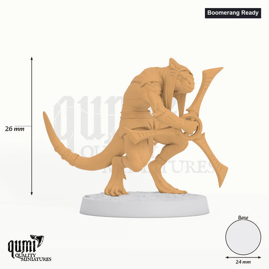 Rogue Lizardman Sneaky Murkborn Dragon Tabletop-Miniatur (Boomerang Ready) - Montage-Render mit Massen - Rescale Miniatures 3