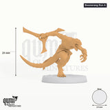 Rogue Lizardman Sneaky Murkborn Dragon tabletop miniature (Boomerang Run A) - assembly render with measurements - Rescale Min