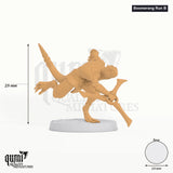 Rogue Lizardman Sneaky Murkborn Dragon tabletop miniature (Boomerang Run B) - assembly render with measurements - Rescale Min