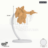 Dwarf Steampunk tabletop miniature (Dual Gun Fly) - 29 mm tall, 31 mm base - Rescale Miniatures 3D print by Qumi