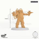 Dwarf Steampunk tabletop miniature (Dual Gun Shoot) - 33 mm tall, 31 mm base - Rescale Miniatures 3D print by Qumi