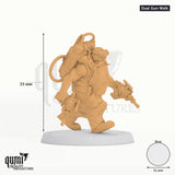 Dwarf Steampunk tabletop miniature (Dual Gun Walk) - 33 mm tall, 31 mm base - Rescale Miniatures 3D print by Qumi