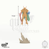 Emissary of the Gods - colour-coded parts render, 73 mm tall, 4 body parts, 40 mm round base