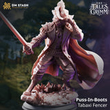 Puss-In-Boots – Tabaxi Fencer: tabaxi fencer tabletop miniature, designer preview from DM Stash's 'The Tales Grimm' release, 3D-printed in resin by Qumi