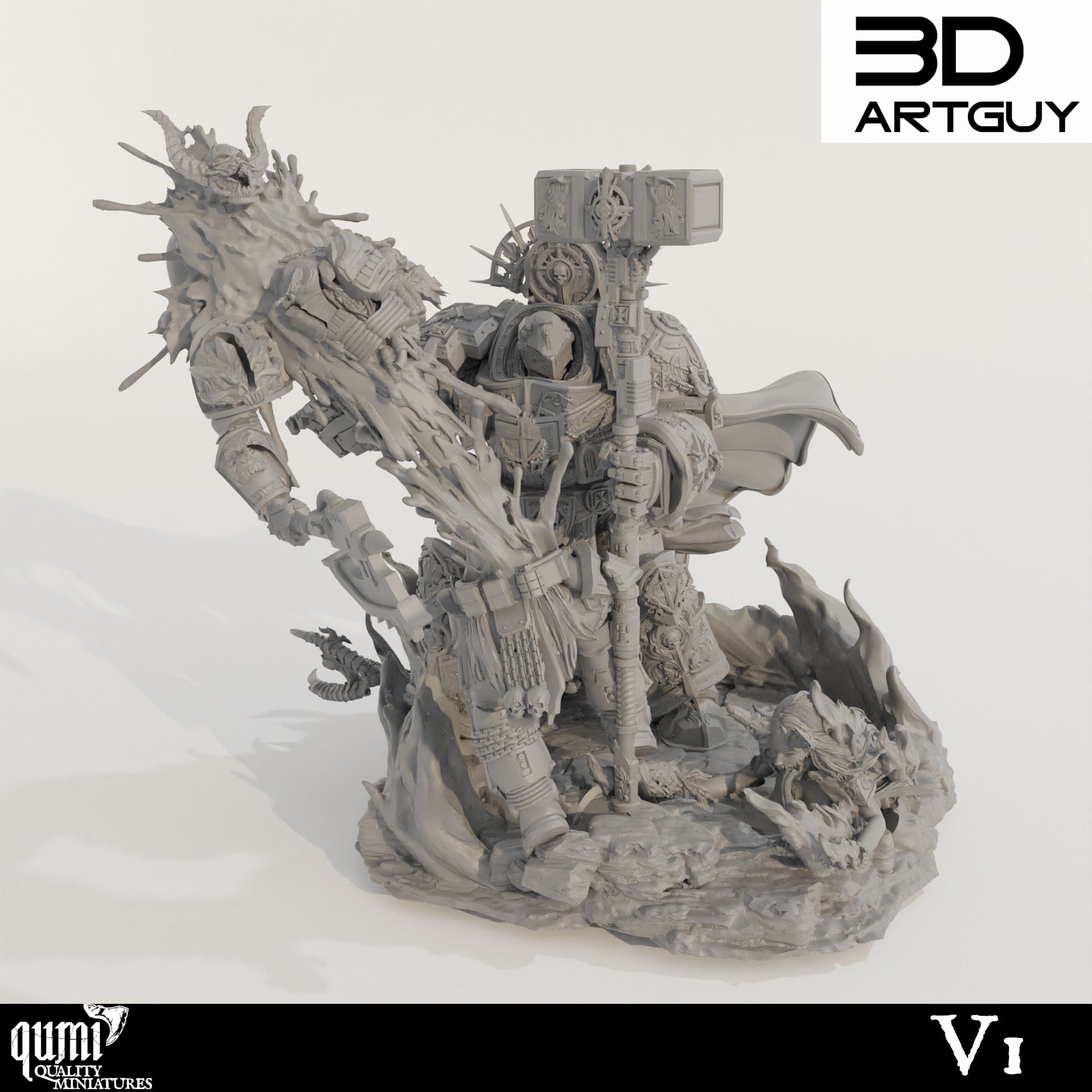 Tabletop RPG Miniature Diorama Knight Of Purity - Qumi 32mm - 40mm head to toe / V1 Quality Miniatures - Qumi Wargaming Mini Model Figure
