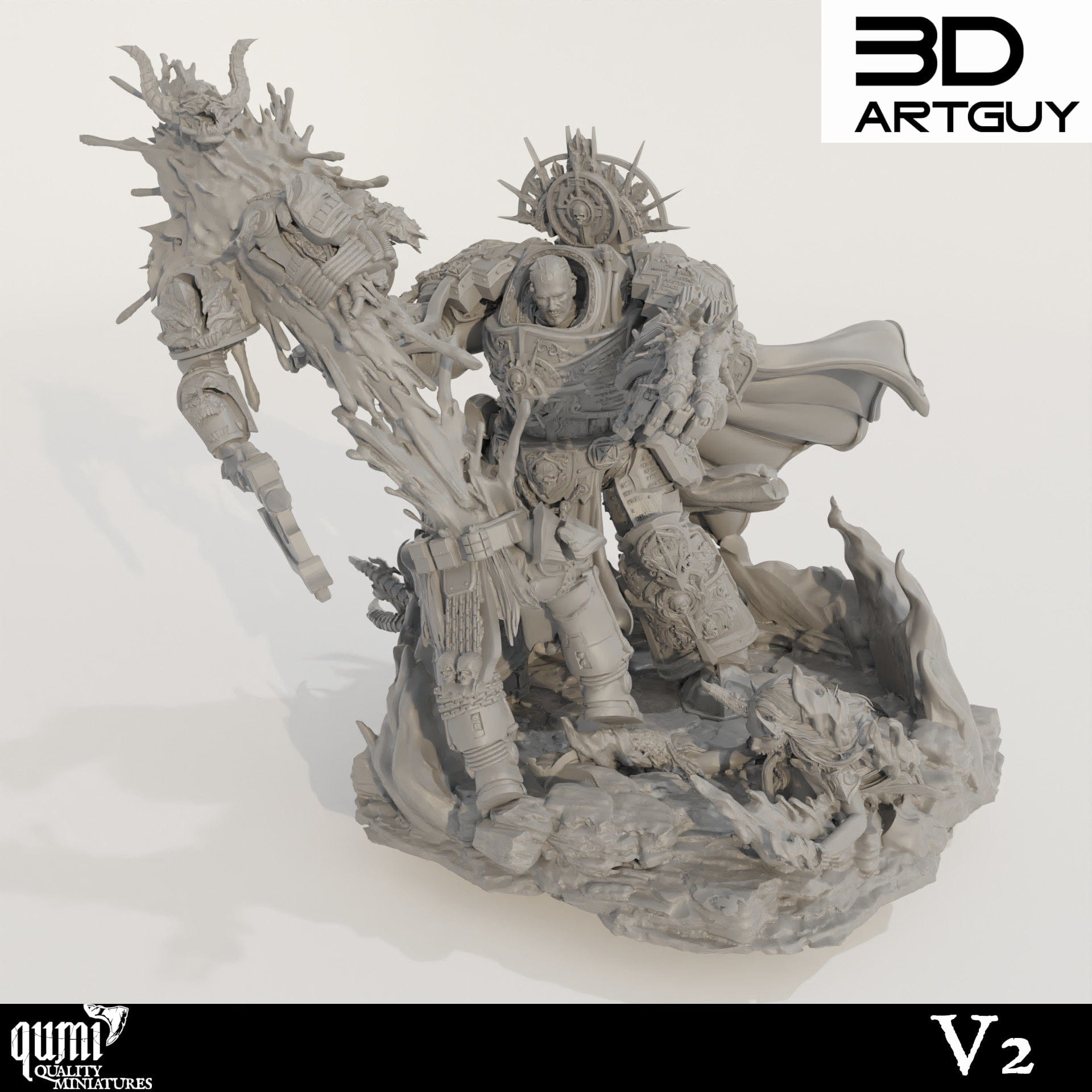 Tabletop RPG Miniature Diorama Knight Of Purity - Qumi 32mm - 40mm head to toe / V2 Quality Miniatures - Qumi Wargaming Mini Model Figure