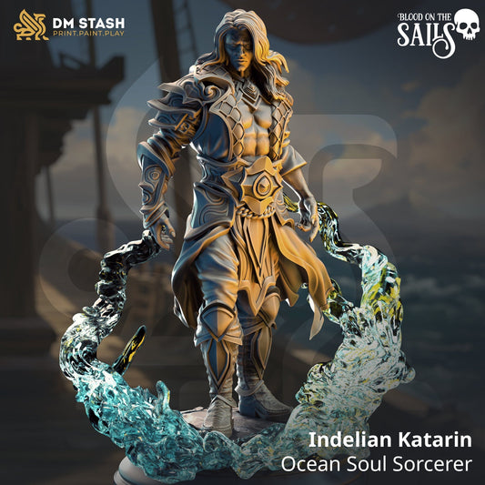 Fantasy Elf Sorcerer Indelian Katarin 32mm 75mm DM Stash - Quality Miniatures - Qumi