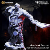 Close up of Gunthrak the half-orc chef miniature holding a butcher knife