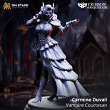 Vampire courtesan miniature in an elegant gown on a scenic base.