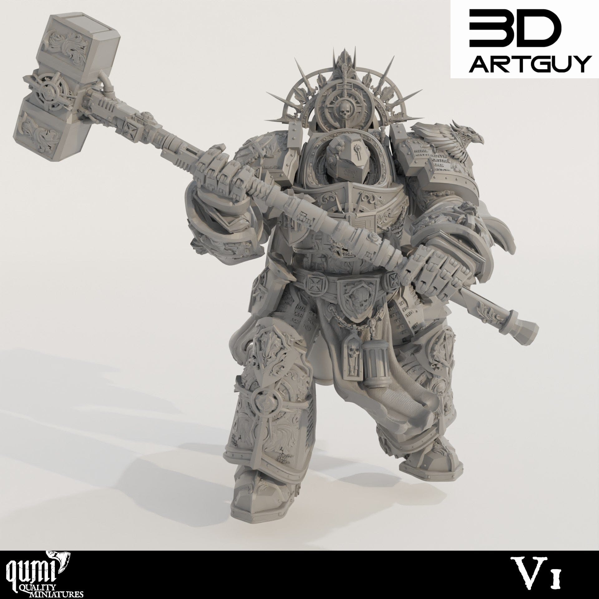 Tabletop RPG Miniature Knight Of Purity - Qumi 32mm scale - 40mm head to toe / V1 Quality Miniatures - Qumi Wargaming Mini Model Figure