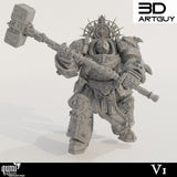 Frontansicht der Knight of Purity Miniatur mit großem Hammer