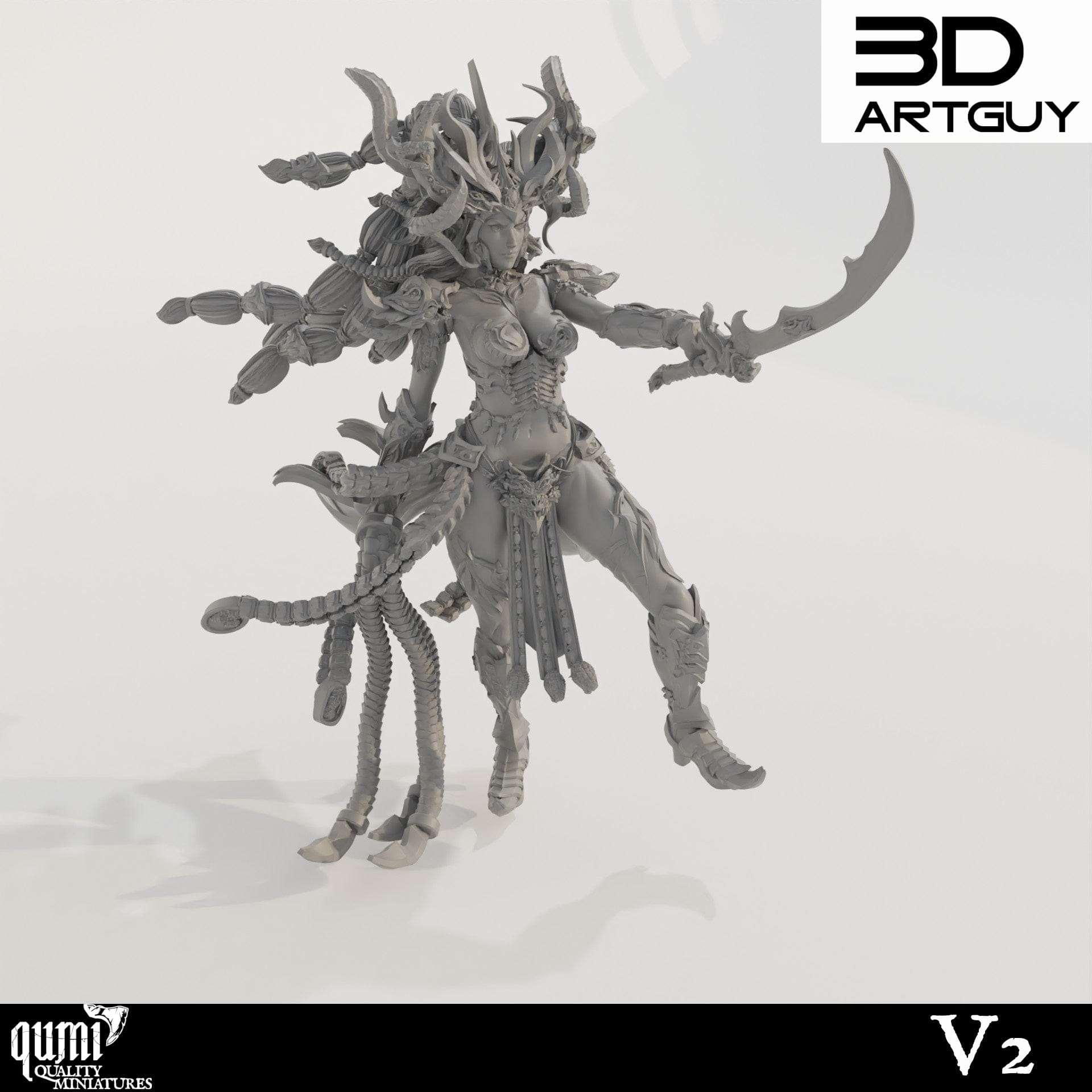 Tabletop RPG Miniature Snake Queen - Qumi 32mm scale - 42mm head to toe / V2 Quality Miniatures - Qumi Wargaming Mini Model Figure