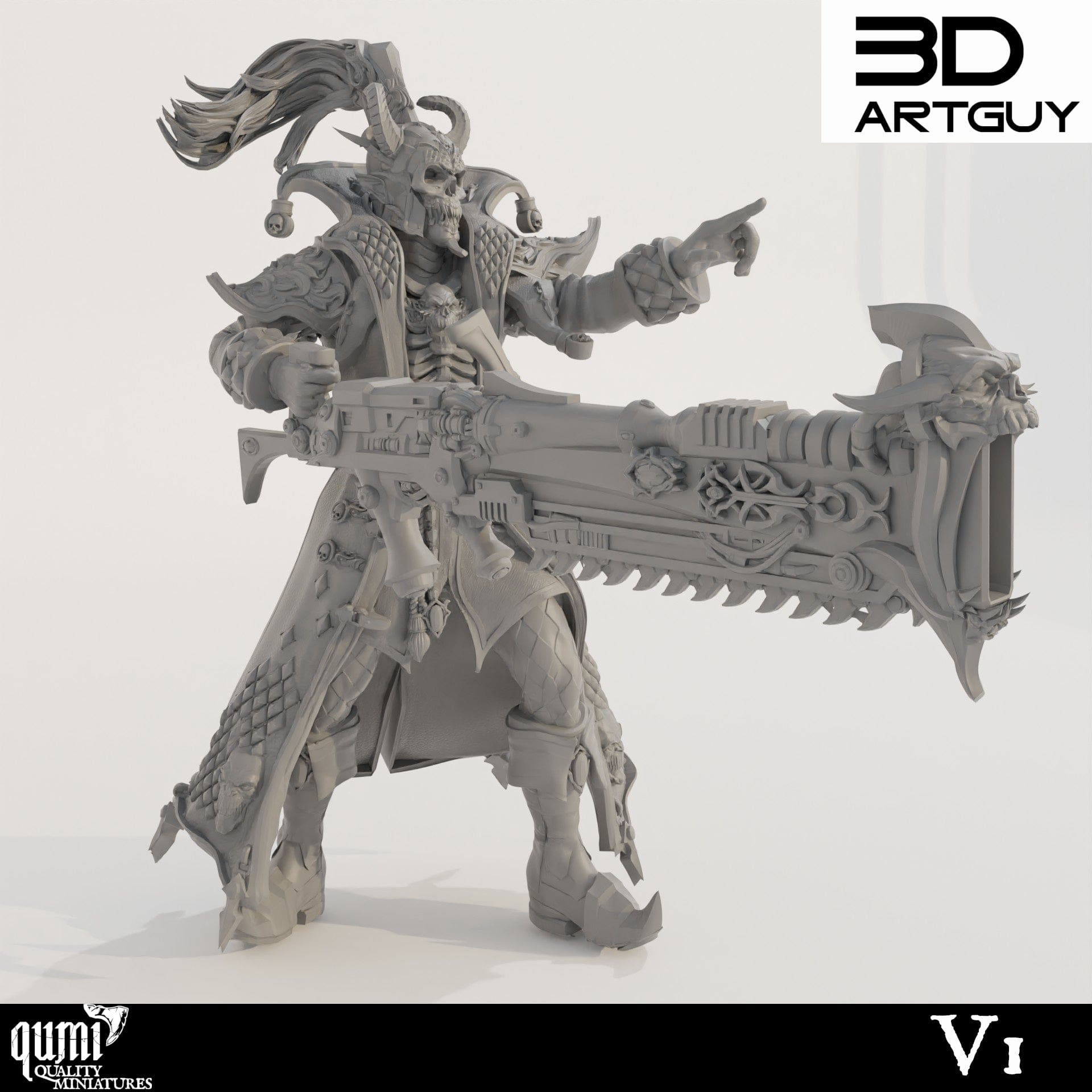 Tabletop RPG Miniature Murder Clown - Qumi 32mm scale - 45mm head to toe / V1 Helmet Quality Miniatures - Qumi Wargaming Mini Model Figure