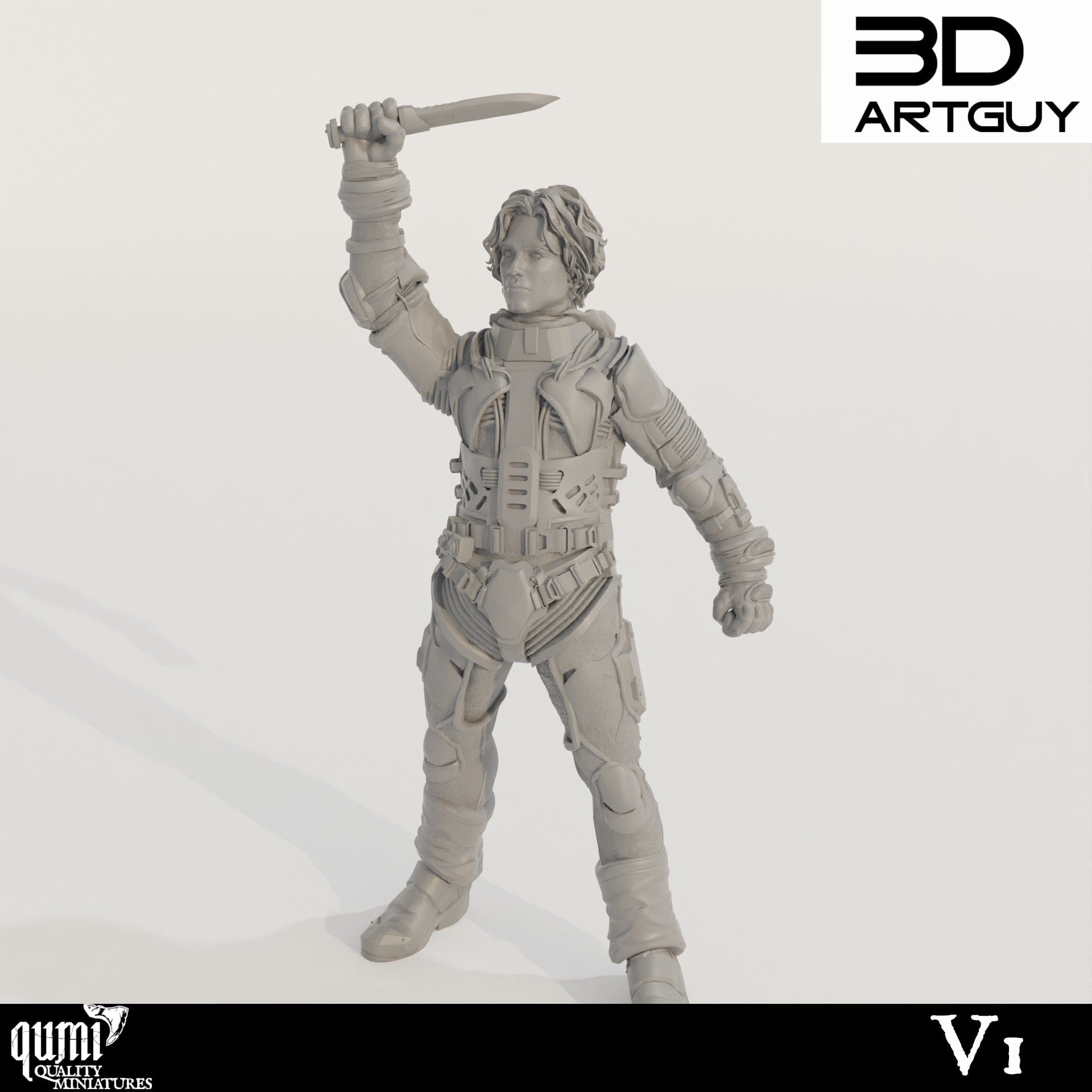 Tabletop RPG Miniature Duke Rally - Qumi - 3D ArtGuy 32mm scale - 45mm head to toe / V1 Quality Miniatures - Qumi Wargaming Mini Model Figure