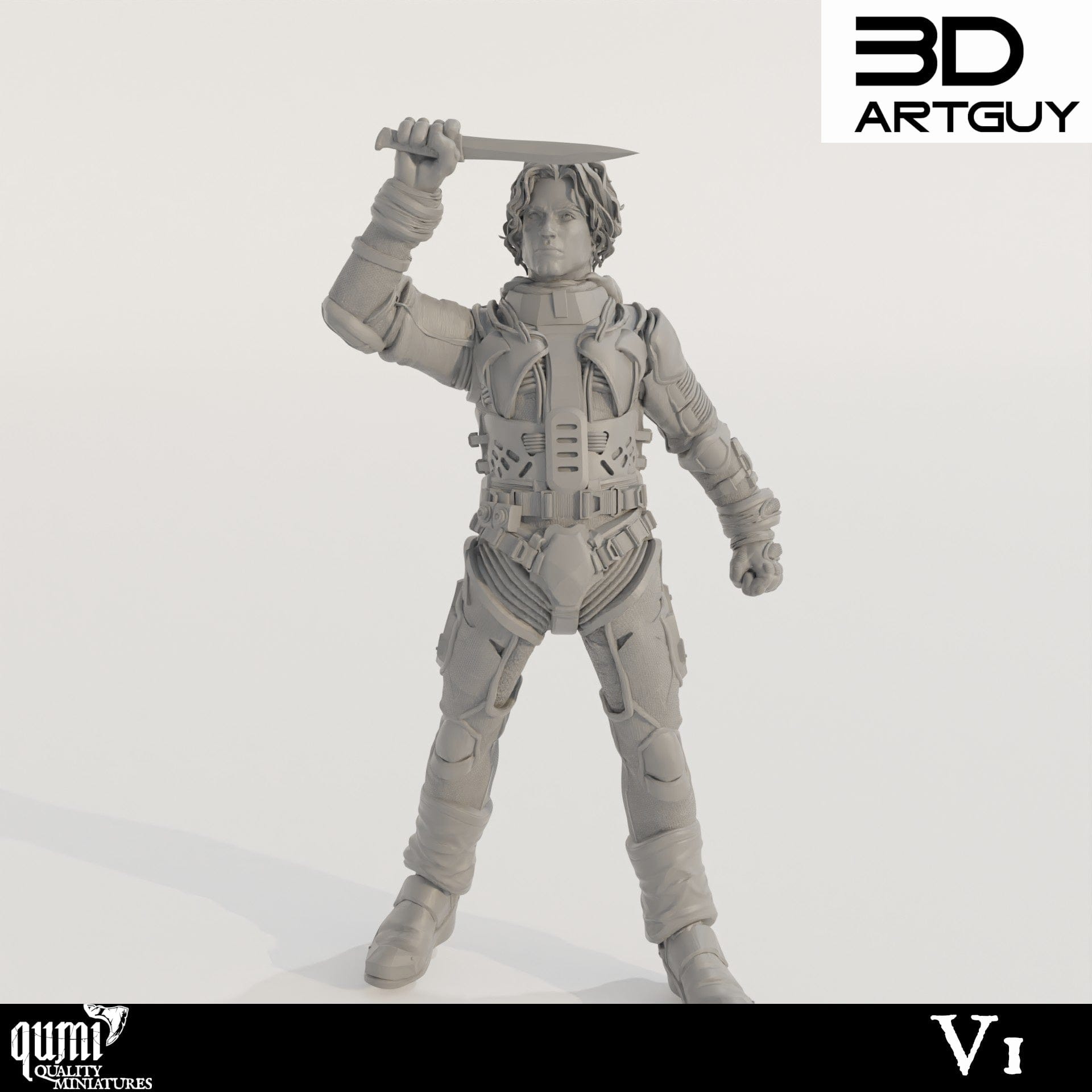 Tabletop RPG Miniature Duke Salute - Qumi - 3D ArtGuy 32mm scale - 45mm head to toe / V1 Quality Miniatures - Qumi Wargaming Mini Model Figure