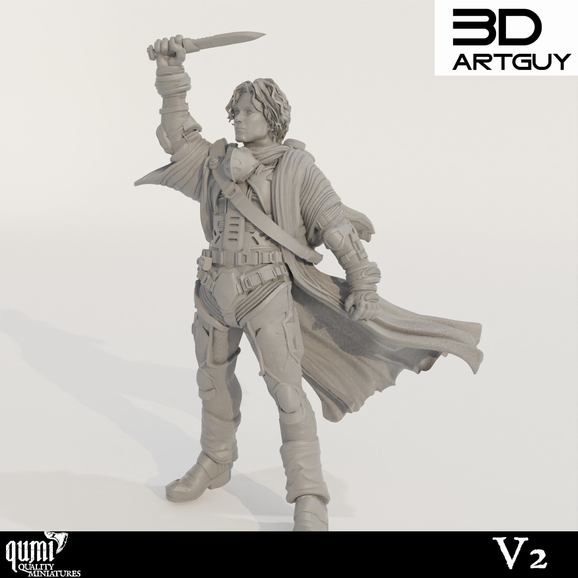 Tabletop RPG Miniature Duke Rally - Qumi - 3D ArtGuy 32mm scale - 45mm head to toe / V2 Quality Miniatures - Qumi Wargaming Mini Model Figure